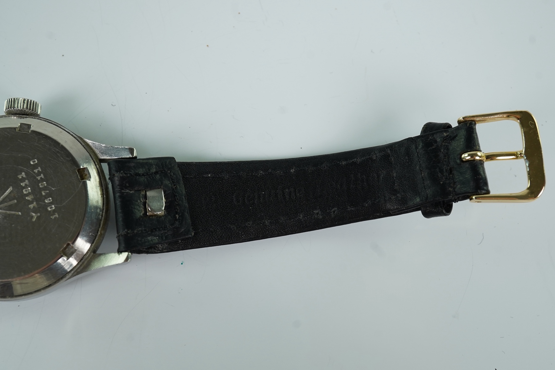 A gentleman's stainless steel Omega W.W.W. British Military 'Dirty Dozen' manual wind wrist watch, circa 1945
